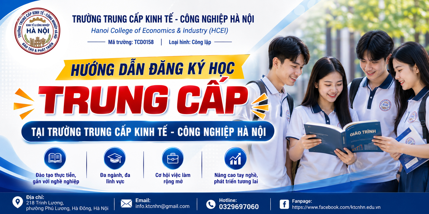 HƯỚNG DẪN ĐĂNG KÝ HỌC TẠI TRƯỜNG TRUNG CẤP KINH TẾ - CÔNG NGHIỆP HÀ NỘI